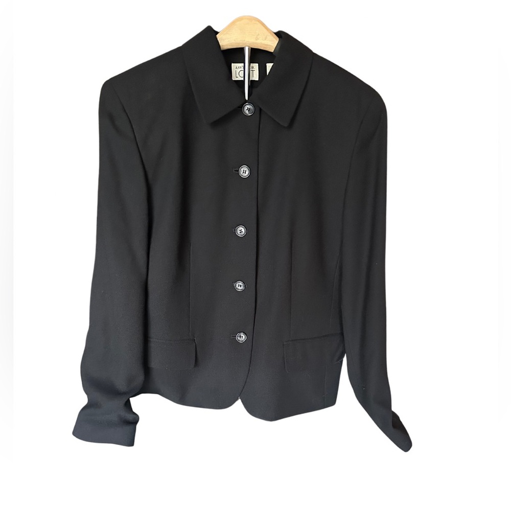 LOFT Ann Taylor Black Blazer - Size 10 100% Wool